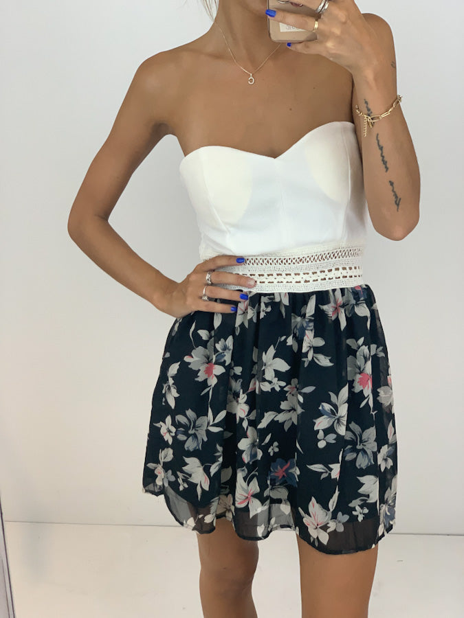 VESTIDO GASA CREPE COMBINADO (V716)